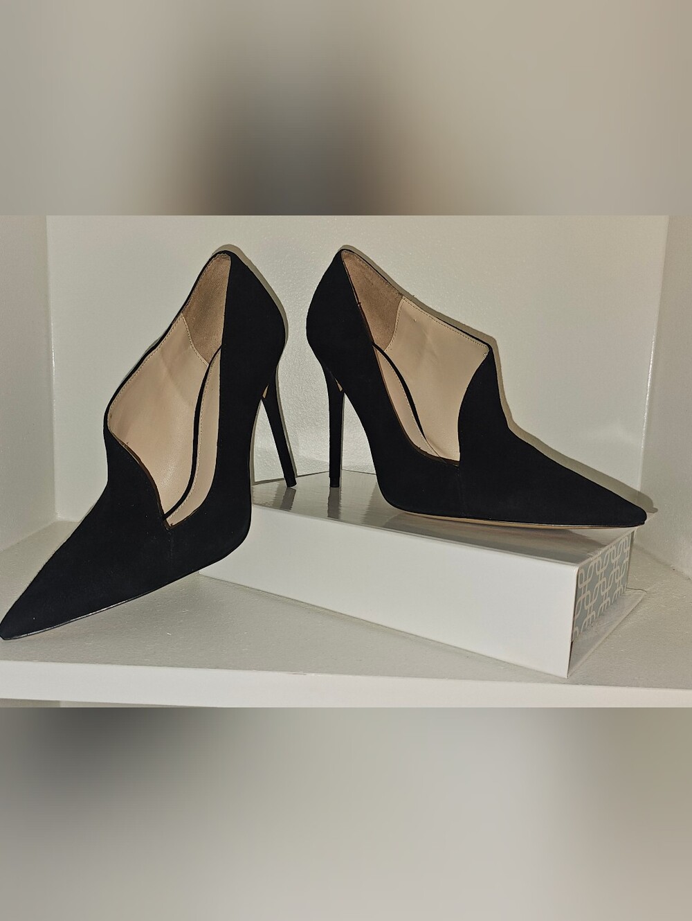 Zara Asymmetrical BlackSuede Pointed-Toe Stiletto Heel - Picture 2 of 10